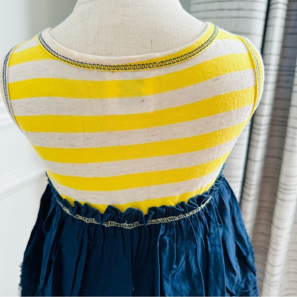 PinkVanilla Navy and Yellow Striped Kids Dress - Picture 6 of 9